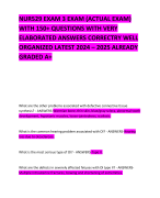 NUR529 EXAM 3 EXAM (ACTUAL EXAM) WITH 150+ QUESTIONS WITH VERY ELABORATED ANSWERS CORRECTRY WELL ORGANIZED LATEST 2024 – 2025 ALREADY GRADED A+         