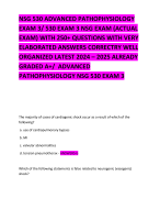 NSG 530 ADVANCED PATHOPHYSIOLOGY EXAM 3/ 530 EXAM 3 NSG EXAM (ACTUAL EXAM) WITH 250+ QUESTIONS WITH VERY ELABORATED ANSWERS CORRECTRY WELL ORGANIZED LATEST 2024 – 2025 ALREADY GRADED A+/  ADVANCED PATHOPHYSIOLOGY NSG 530 EXAM 3     