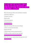 IAHSS (full study guide)/IAHSS TEST BANK (Questions and Answers, 100% Correct) Complete 2023 Version-Helps you Ace your IAHSS Exam!!