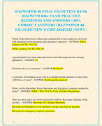 HAZWOPER 40 FINAL EXAM TEST BANK BUNDLE 2024 WITH 1100+ EXAM PRACTICE QUESTIONS AND ANSWERS (100% CORRECT ANSWERS) HAZWOPER 40 EXAM REVIEW GUIDE 2024/2025 (NEW!!)