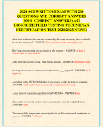 2024 ACI WRITTEN EXAM WITH 200  QUESTIONS AND CORRECT ANSWERS  (100% CORRECT ANSWERS) ACI  CONCRETE FIELD TESTING TECHNICIAN  CERTIFICATION TEST 2024/2025(NEW!!)