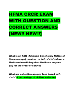 HFMA CRCR EXAM  WITH QUESTION AND  CORRECT ANSWERS  [NEW!! NEW!!]