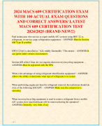 2024 MACS 609 CERTIFICATION EXAM  WITH 100 ACTUAL EXAM QUESTIONS  AND CORRECT ANSWERS/ LATEST  MACS 609 CERTIFICATION TEST  2024/2025 (BRAND NEW!!)