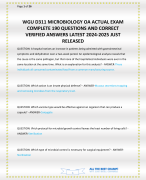 WGU D311 MICROBIOLOGY OA ACTUAL EXAM COMPLETE 190 QUESTIONS AND CORRECT VERIFIED ANSWERS LATEST 2024