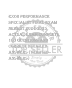 EXOS PERFORMANCE  SPECIALIST FINAL EXAM  NEWEST 2024-2025  ACTUAL EXAM COMPLETE  180 QUESTIONS AND  CORRECT DETAILED  ANSWERS (VERIFIED  ANSWERS) 