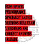EXOS SPORTS  PERFORMANCE  SPECIALIST LATEST  VERSIONS REAL EXAM  \QUESTIONS AND  CORRECT ANSWERS  |AGRADE 