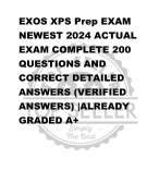 EXOS XPS Prep EXAM  NEWEST 2024 ACTUAL  EXAM COMPLETE 200  QUESTIONS AND  CORRECT DETAILED  ANSWERS (VERIFIED  ANSWERS) |ALREADY  GRADED A+