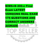 NIMS-IS 200.c Final  Exam LATEST  VERSIONS REAL EXAM  175 QUESTIONS AND  CORRECT ANSWERS  |AGRADE