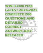 WWI Exam Prep LATEST 2024-2025  COMPLETE 200  QUESTIONS AND  DETAILED  CORRECT  ANSWERS JUST  RELEASED