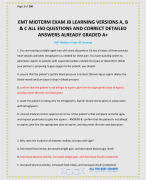 EMT MIDTERM EXAM JB LEARNING VERSIONS A, B & C ALL 350 QUESTIONS AND CORRECT DETAILED ANSWERS ALREADY GRADED A+