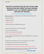 RELATIVITY CERTIFIED SALES PRO TEST ACTUAL EXAM 400 QUESTIONS AND CORRECT DETAILED ANSWERS VERSIONS A, B & C ALL ANSWERS VERIFIED LATEST 2024-2025 JUST RELEASED