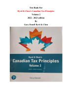 Test Bank For Byrd & Chen's Canadian Tax Principles Volume 2 2022 - 2023 edition By Gary Donell Byrd & Chen |All Chapters, Complete Q & A, Latest 2024