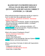 RASMUSSEN PATHOPHYSIOLOGY FINAL EXAM 2024-2025 NEWEST QUESTIONS AND DETAILED CORRECT ANSWERS | A+ GRADE