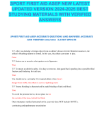 SPORT FIRST AID ASEP NEW LATEST UPDATED VERSION 2024-2025 BEST STUDYING MATERIALS WITH VERIFIED ANSWERS