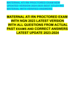 MATERNAL ATI RN PROCTORED EXAM NEW UPDATED VERSION 2024-2025 BEST STUDYING MATERIAL WITH VERIFIED ANSWERS