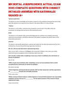 MN DENTAL JURISPRUDENCE ACTUAL EXAM  2025 COMPLETE QUESTIONS WITH CORRECT  DETAILED ANSWERS WITH RATIONALES  GRADED A+