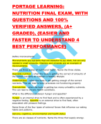 PORTAGE LEARNING:  NUTRITION FINAL EXAM, WITH  QUESTIONS AND 100%  VERIFIED ANSWERS, (A+  GRADED), 