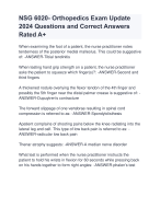 NSG 6020- Orthopedics Exam Update  2024 Questions and Correct Answers  Rated A+ | Verified NSG 6020 Orthopedics Actual Exam Latest Update  2024-2025 Quiz with Accurate Solutions Aranking Allpass