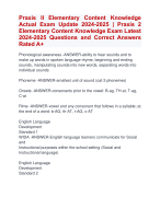 Praxis II Elementary Content Knowledge  Actual Exam Update 2024-2025 | Praxis 2  Elementary Content Knowledge Exam Latest  2024-2025 Questions and Correct Answers  Rated A+ | Verified Praxis II Elementary Content Knowledge  Exam ActualUpdate 2024-2025 Quiz with Accurate Solutions Aranking Allpassl'