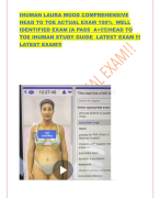 IHUMAN LAURA WOOD COMPREHENSIVE  HEAD TO TOE ACTUAL EXAM 100% WELL  IDENTIFIED EXAM [A PASS A+!!!]\HEAD TO  TOE IHUMAN STUDY GUIDE LATEST EXAM !!!  LATEST EXAM!!