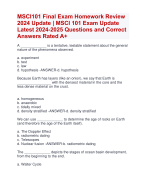 MSCI101 Final Exam Homework Review 2024 Update | MSCI 101 Exam Update  Latest 2024-2025 Questions and Correct  Answers Rated A+ | Verified MSCI 101 Actual Exam UpdateActual 2024-2025 Quiz with Accurate Solutions Aranking Allpassl'