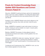 Praxis Art Content Knowledge Exam  Update 2024 Questions and Correct  Answers Rated A+ | Verified Praxis Art Content Knowledge Exam ActualUpdate 2024 -2025  Quiz with Accurate Solutions Aranking Allpassl'