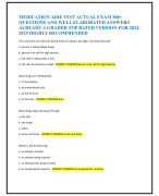 MEDICATION AIDE TEST ACTUAL EXAM 300+  QUESTIONS AND WELL ELABORATED ANSWERS  ALREADY A GRADED TOP RATED VERSION FOR 2024- 2025 HIGHLY RECOMMENDED