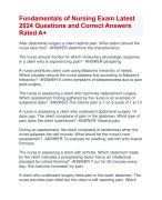 Fundamentals of Nursing Exam Latest  2024 Questions and Correct Answers  Rated A+ | Verified Fundamentals of Nursing Exam LatestUpdate 2024-2025 Quiz with Accurate Solutions Aranking Allpassl'