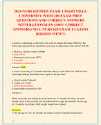 2024 NURS 629 PEDS EXAM 1 MARYVILLE  UNIVERSITY WITH 200 EXAM PREP  QUESTIONS AND CORRECT ANSWERS  WITH RATIONALES (100% CORRECT  ANSWERS) MVU NURS 629 EXAM 1 LATEST  2024/2025 (NEW!!)