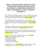 MHA 705 EXAM STUDY GUIDE (ACTUAL  EXAM) WITH QUESTIONS WITH VERY  ELABORATED ANSWERS CORRECTRY  WELL ORGANIZED LATEST ALREADY  GRADED A+
