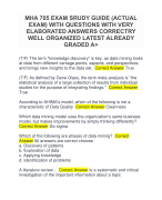 MHA 705 EXAM (ACTUAL EXAM) WITH  QUESTIONS WITH VERY ELABORATED  ANSWERS CORRECTRY WELL ORGANIZED  LATEST ALREADY GRADED A+