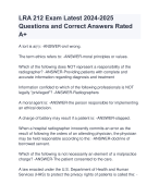 LRA 212 Exam Latest 2024-2025  Questions and Correct Answers Rated  A+ | Verified LRA 212 Exam UpdateLatest 2024-2025  Quiz with Accurate Solutions Aranking Allpassl'