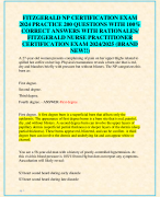 FITZGERALD NP CERTIFICATION EXAM  2024 PRACTICE 200 QUESTIONS WITH 100%  CORRECT ANSWERS WITH RATIONALES/  FITZGERALD NURSE PRACTITIONER  CERTIFICATION EXAM 2024/2025 (BRAND  NEW!!)