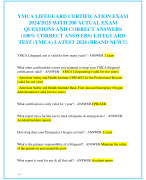 YMCA LIFEGUARD CERTIFICATION EXAM  2024/2025 WITH 200 ACTUAL EXAM  QUESTIONS AND CORRECT ANSWERS  (100% CORRECT ANSWERS) LIFEGUARD  TEST (YMCA) LATEST 2024 (BRAND NEW!!)