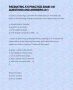 PAEDIATRIC ATI PRACTICE EXAM 1/41 QUESTIONS AND ANSWERS (A+)