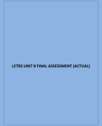 LETRS UNIT 8 FINAL ASSESSMENT (ACTUAL) 2024 QUESTIONS AND ANSWERS
