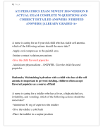 ATI PEDIATRICS EXAM NEWEST 2024 VERSION D  ACTUAL EXAM COMPLETE 70 QUESTIONS AND  CORRECT DETAILED ANSWERS (VERIFIED  ANSWERS) |ALREADY GRADED A+