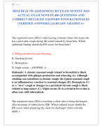 HESI HEALTH ASSESSMENT RN EXAM NEWEST 2024  ACTUAL EXAM NEWEST 400 QUESTIONS AND  CORRECT DETAILED ANSWERS WITH RATIONALES  (VERIFIED ANSWERS) |ALREADY GRADED A+