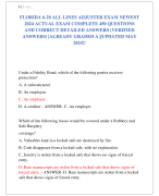 FLORIDA 6-20 ALL LINES ADJUSTER EXAM NEWEST  2024 ACTUAL EXAM COMPLETE 450 QUESTIONS  AND CORRECT DETAILED ANSWERS (VERIFIED  ANSWERS) |ALREADY GRADED A ||UPDATED MAY  2024!!