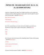 PATHO 370 - IN CLASS QUIZ 2 (CH. 10, 11, 13, 14, 15) EXAM 2024 QUESTIONS AND ANSWERS
