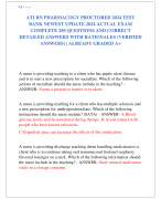 ATI RN PHARMACOGY PROCTORED 2024 TEST  BANK NEWEST UPDATE 2024 ACTUAL EXAM  COMPLETE 250 QUESTIONS AND CORRECT  DETAILED ANSWERS WITH RATIONALES (VERIFIED  ANSWERS) | ALREADY GRADED A+