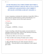 ATI RN PHARMACOGY PROCTORED 2019 FORM A  AND FORM B NEWEST UPDATE 2024 ACTUAL EXAM  COMPLETE 140 QUESTIONS AND CORRECT  DETAILED ANSWERS| ALREADY GRADED A+