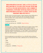 HESI PHARMACOLOGY (RN) ACTUAL EXAM  2019-2024 REAL EXAMS TEST BANK WITH 400  ACTUAL EXAMS QUESTIONS AND CORRECT  VERIFIED ANSWERS WITH RATIONALES/ RN  HESI PHARMACOLOGY LATEST TEST BANK  2024/2025 (BRAND NEW!!)
