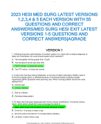 2023 HESI MED SURG LATEST VERSIONS  1,2,3,4 & 5 EACH VERSION WITH 55  QUESTIONS AND CORRECT  ANSWERS/MED SURG HESI EXIT LATEST  VERSIONS 1-5 QUESTIONS AND  CORRECT ANSWERS|AGRADE 