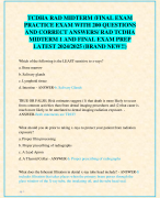 TCDHA RAD MIDTERM /FINAL EXAM  PRACTICE EXAM WITH 200 QUESTIONS  AND CORRECT ANSWERS/ RAD TCDHA  MIDTERM 1 AND FINAL EXAM PREP  LATEST 2024/2025 (BRAND NEW!!)