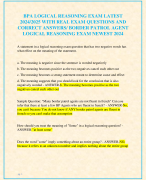BPA LOGICAL REASONING EXAM LATEST  2024/2025 WITH REAL EXAM QUESTIONS AND  CORRECT ANSWERS/ BORDER PATROL AGENT  LOGICAL REASONING EXAM NEWEST 2024