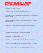 PATHOPHYSIOLOGY HOSA TEST/54 QUESTIONS AND ANSWERS (A+)