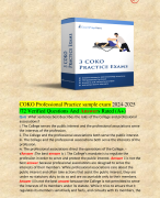 COKO Professional Practice sample exam 2024-2025 /72 Verified Questions And Answers Rated (A+)
