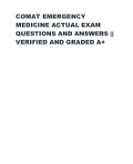COMAT EMERGENCY  MEDICINE ACTUAL EXAM  QUESTIONS AND ANSWERS ||  VERIFIED AND GRADED A+