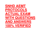 SNHD AEMT  PROTOCOLS  ACTUAL EXAM  WITH QUESTIONS  AND ANSWERS 100% VERIFIED